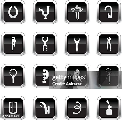 Supergloss Black Icons - Plumbing Tools & Materials Supergloss Black Icons - Plumbing Tools & Materials