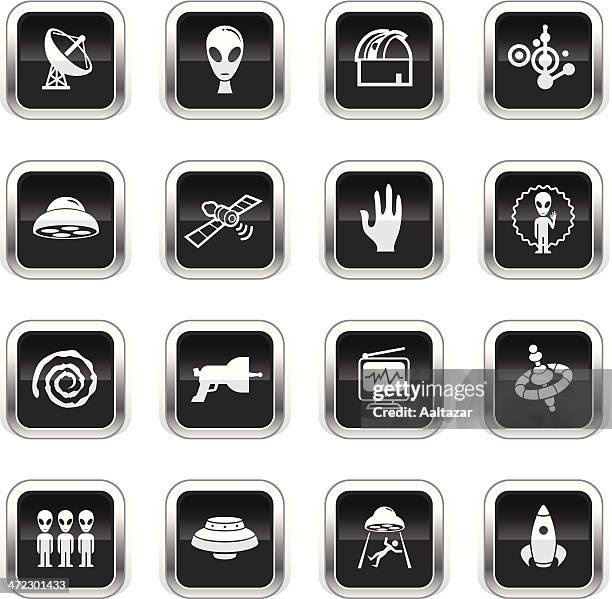 supergloss black icons - ufo - crop circles stock illustrations
