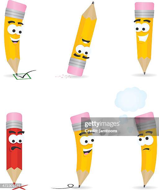 stockillustraties, clipart, cartoons en iconen met pencil cartoons - stralende glimlach