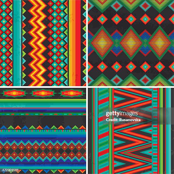 mexican patterns - aztec stock illustrations