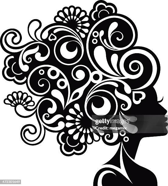woman's hairstyle. - curly hair stock illustrations