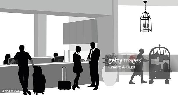 stockillustraties, clipart, cartoons en iconen met people's hotel - hotel reception