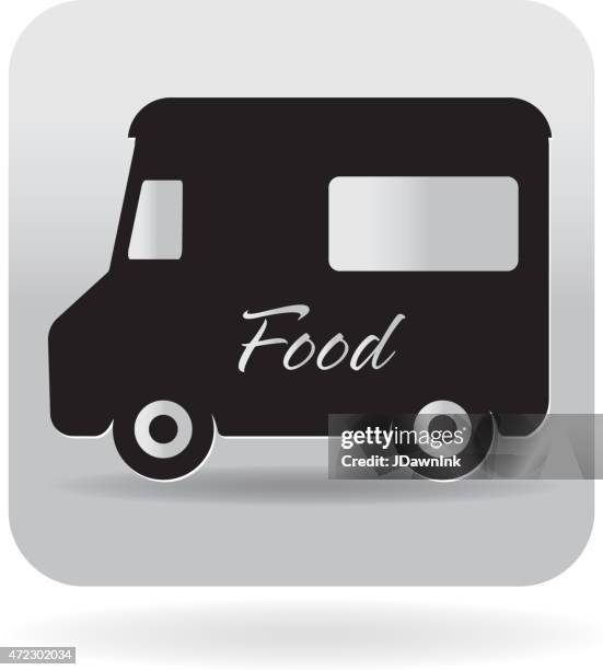 fast food truck delivery truck silhouette icon button or symbol - food truck stock illustrations