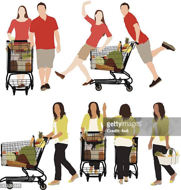 vector of people in a supermarket - 開胸針織衫 幅插畫檔、美工圖案、卡通及圖標