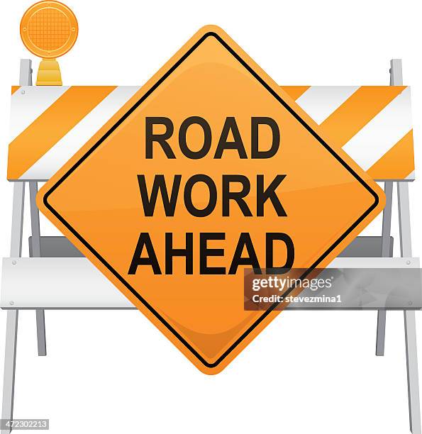 stockillustraties, clipart, cartoons en iconen met road work ahead construction sign - wegenbouw