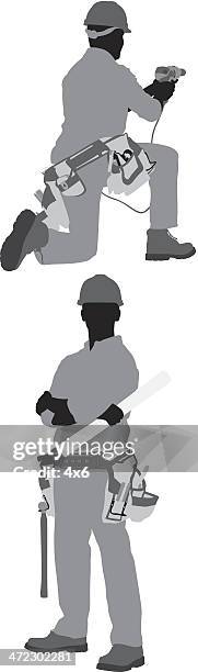 carpenter posing - repairman portrait stock illustrations