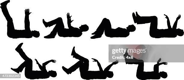 ilustraciones, imágenes clip art, dibujos animados e iconos de stock de rolling en el piso riendo - acostado de espalda
