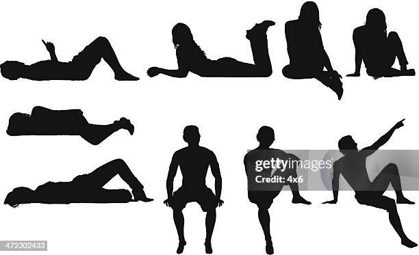 people resting - sit on floor stock illustrations