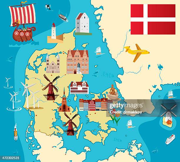 Cartoon Map Of Denmark, Stockfoto