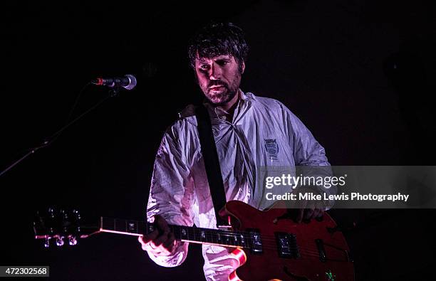 Gruff Rhys of Super Fury Animals performs on stage at Cardiff University on May 2, 2015 in Cardiff, United Kingdom