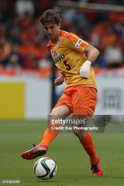 Dejan Jakovic of Shimizu S-Pulse in action during the J.League match between Shimizu S-Pulse and Sagan Tosu at IAI Stadium Nihondaira on May 6, 2015...