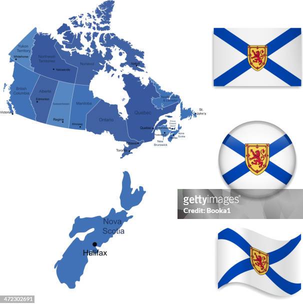 nova scotia province set - flag of nova scotia stock illustrations