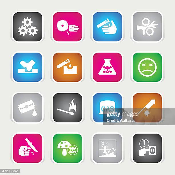multicolor icons - caution - using circular saw stock illustrations
