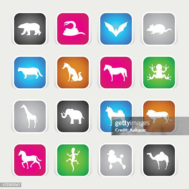 multicolor icons - animals - pink elephant stock illustrations