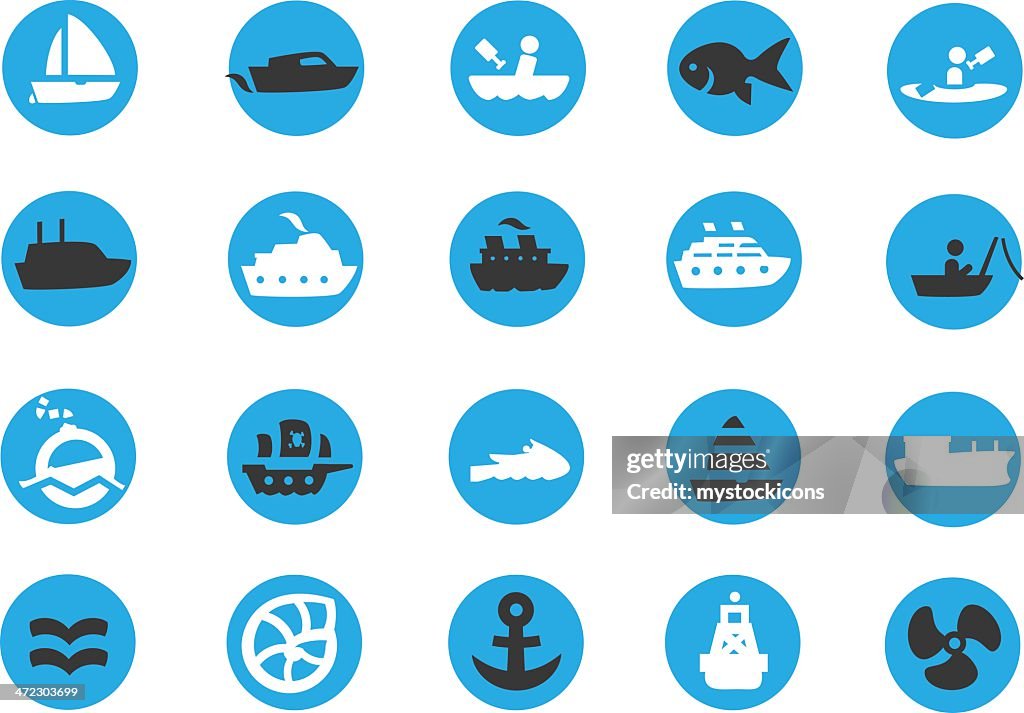 Blue Boating Sailing icons