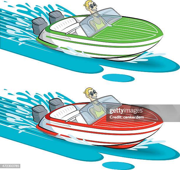 sommer laufen. - motorboot stock-grafiken, -clipart, -cartoons und -symbole