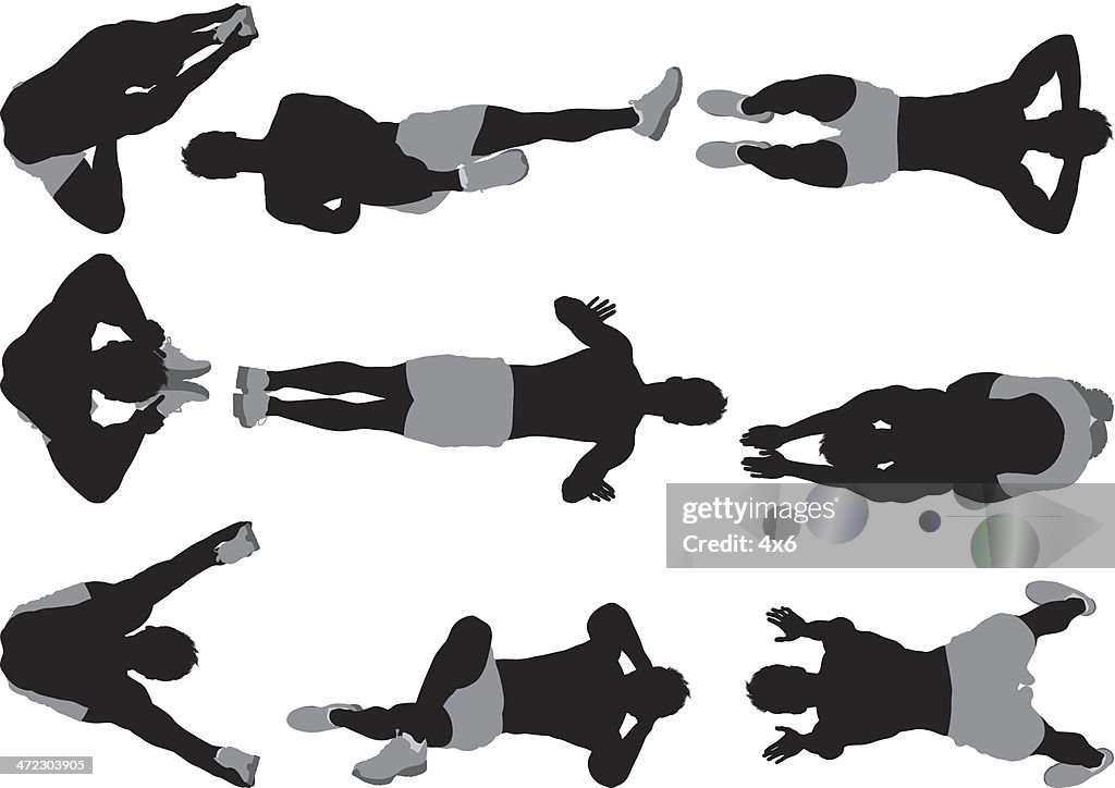 Multiple images of a muscular man exercising