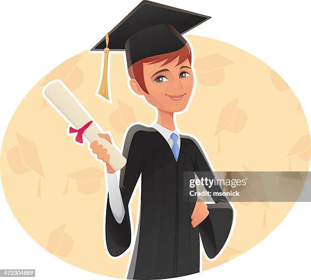 graduate man - high school student smiling stock illustrations