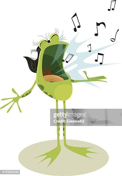singing frog - funny singer stock illustrations