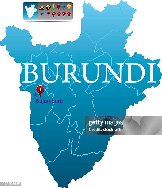 burundi map with navigation icons - tribal border stock illustrations