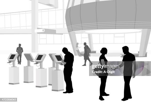 electronic handshake - digital kiosk stock illustrations