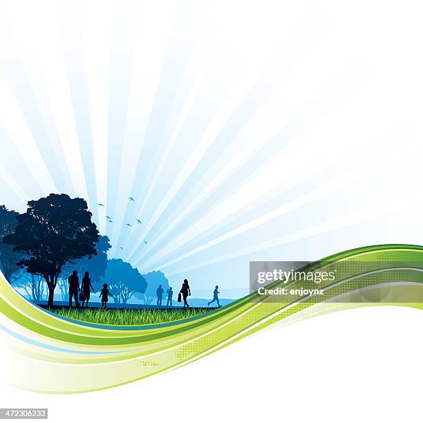 green flow park background - outdoor exercise background stock illustrations