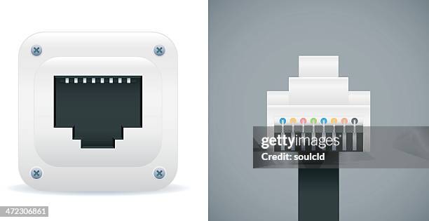 ilustrações de stock, clip art, desenhos animados e ícones de tampão de rede &'socket' - tomada de ligação à rede
