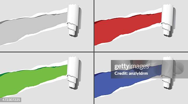 ilustrações de stock, clip art, desenhos animados e ícones de papel rasgado - rasgado