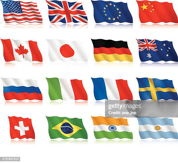 stockillustraties, clipart, cartoons en iconen met popular flags - waving form - italian flag