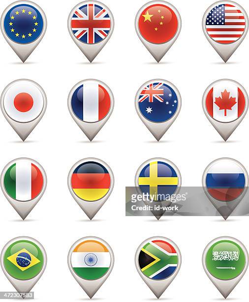 national flags icons - south africa pakistan stock illustrations