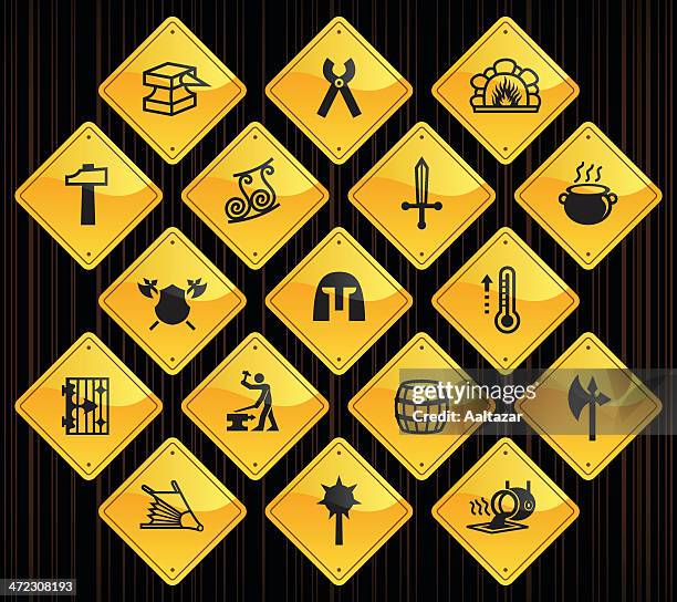 yellow road signs - blacksmith - blacksmith stock illustrations