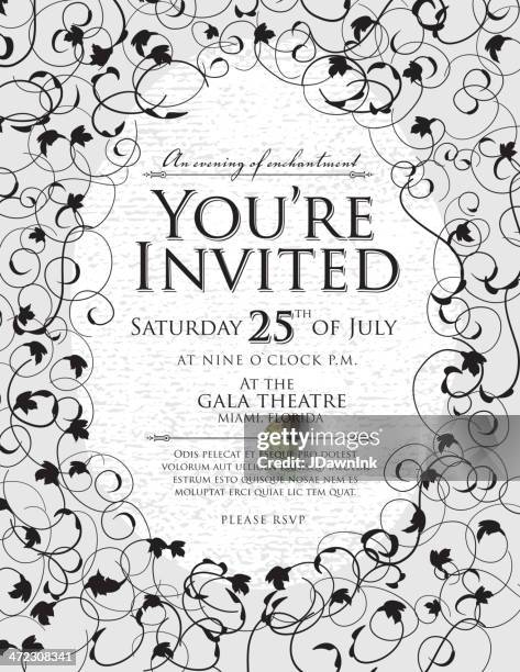 Program Invitation Layout Black Elegant Black And White Invitation Design Template High-Res Vector ...
