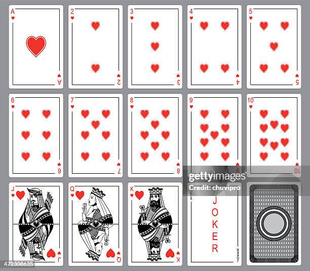 set playing cards of hearts. - king card stock illustrations