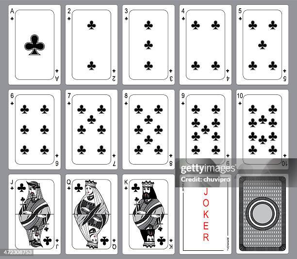 set playing cards of clubs. - the queens club 幅插畫檔、美工圖案、卡通及圖標