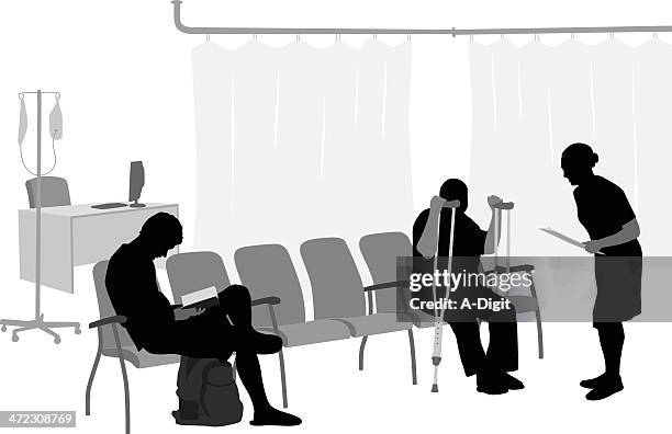 medical wait times - hospital waiting room stock illustrations