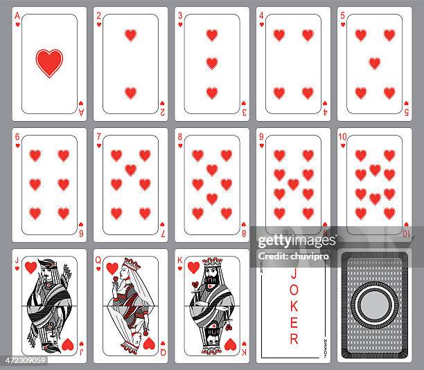 stockillustraties, clipart, cartoons en iconen met playing cards suit of hearts - king card