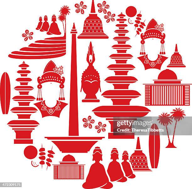 indonesian icon set - bali stock illustrations