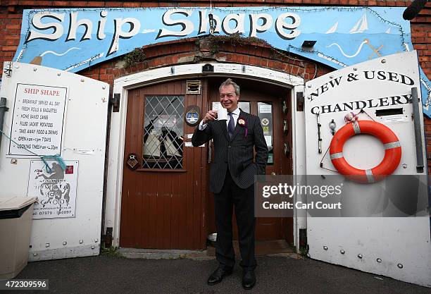 United Kingdom Independence Party leader Nigel Farage poses for a photograph on May 6, 2015 in Ramsgate, England. Mr Farage is canvassing in South...