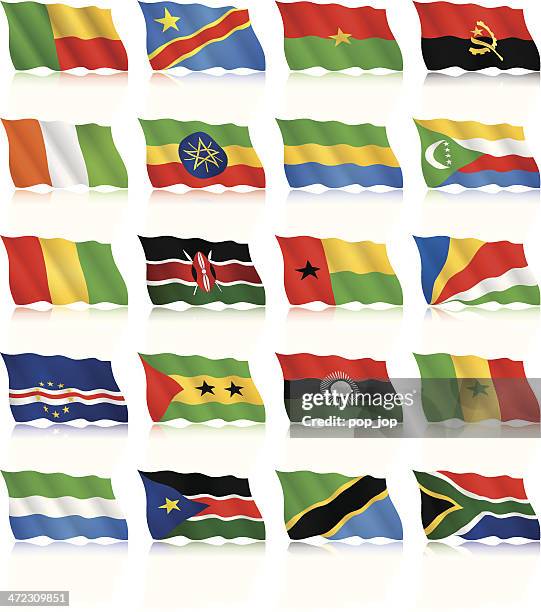 waving flags collection - africa - flag of benin stock illustrations