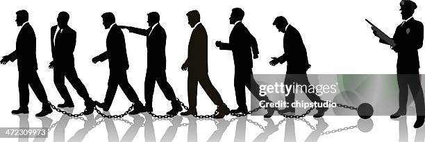 stockillustraties, clipart, cartoons en iconen met chain gang - ketenen