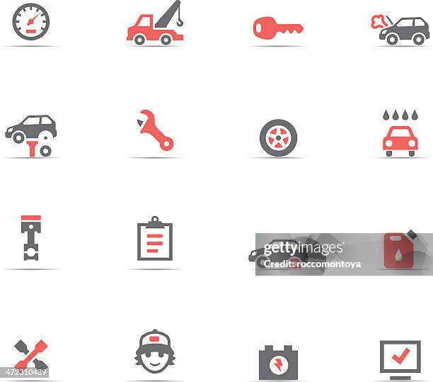icon set, auto service - gas station attendant stock illustrations