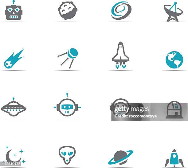 ilustraciones, imágenes clip art, dibujos animados e iconos de stock de conjunto de iconos de espacio - eclipse espacio