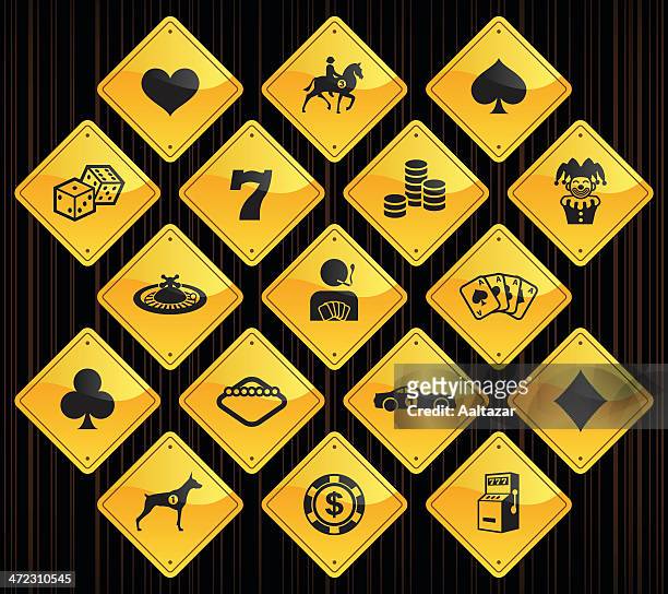 yellow road signs - gambling - las vegas stock illustrations