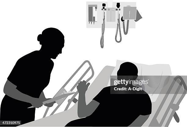 nurse'n patient - sick bed stock illustrations