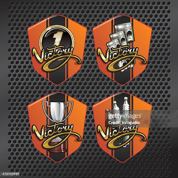 victory racing emblems - spark plug stock illustrations