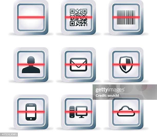ilustraciones, imágenes clip art, dibujos animados e iconos de stock de escáner icono detallada - security pass
