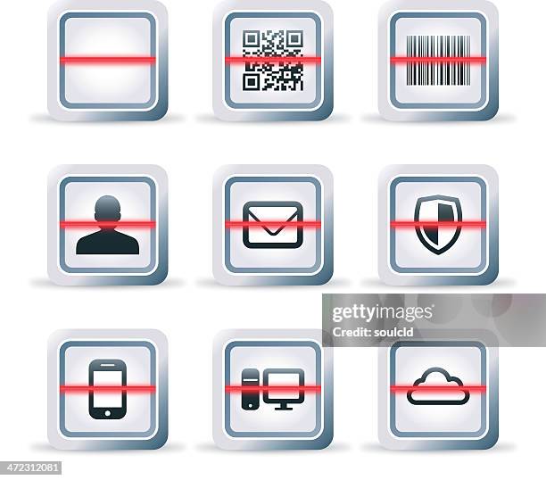 bildbanksillustrationer, clip art samt tecknat material och ikoner med detailed scanner icon - barcode scanner