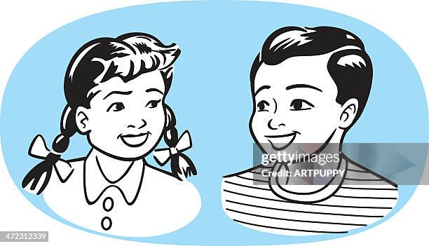 ilustraciones, imágenes clip art, dibujos animados e iconos de stock de vintage para niños - niñas