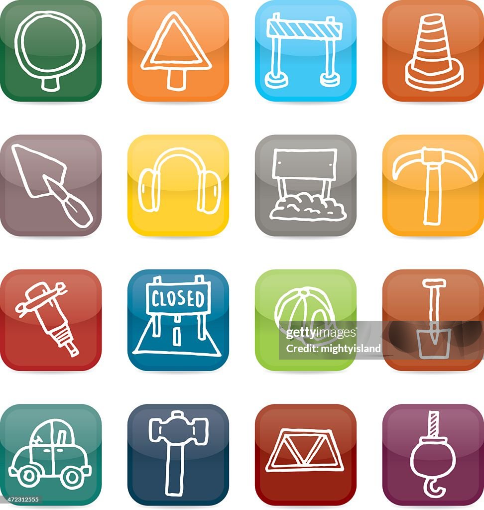 Roadworks glossy app style icon set