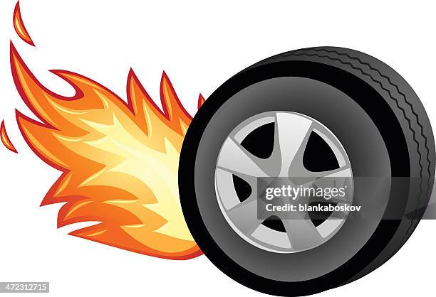 ilustraciones, imágenes clip art, dibujos animados e iconos de stock de llantas ardientes - hot wheels flames